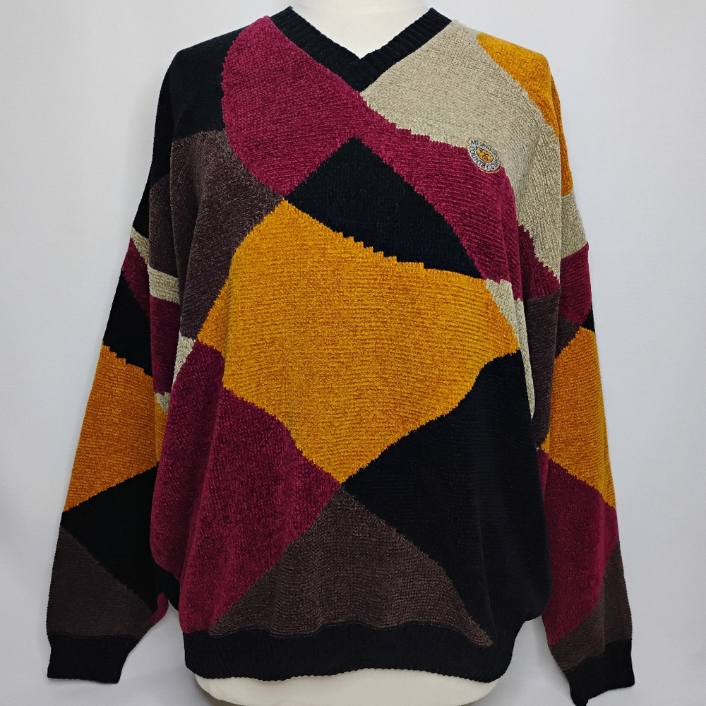 Men's XL Vintage Tundra Multicolor Knit Pullover Colorblock Coogi Cosby Sweater